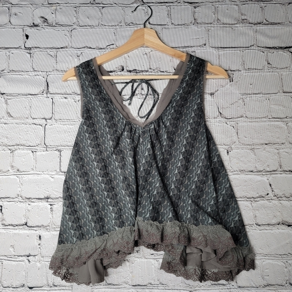 Free People Flutter Fly Lace Black Gray Tank Top Size XS
